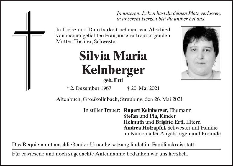 Traueranzeige Silvia Kelnberger