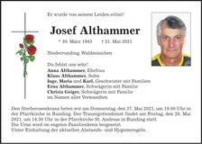 Traueranzeige Josef Althammer