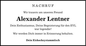 Traueranzeige Alexander Lentner