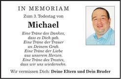 Traueranzeige Michael Hackl