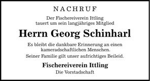 Traueranzeige Georg Schinharl