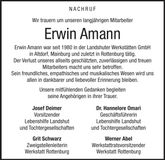 Traueranzeige Erwin Amann