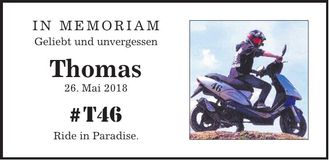 Traueranzeige Thomas Simeth