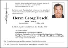 Traueranzeige Georg Deschl