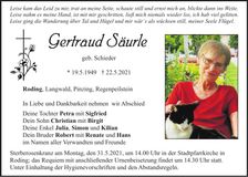 Traueranzeige Gertraud Säurle