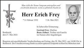 Traueranzeige Erich Frey