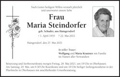 Traueranzeige Maria Steindorfer