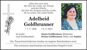 Traueranzeige Adelheid Goldbrunner