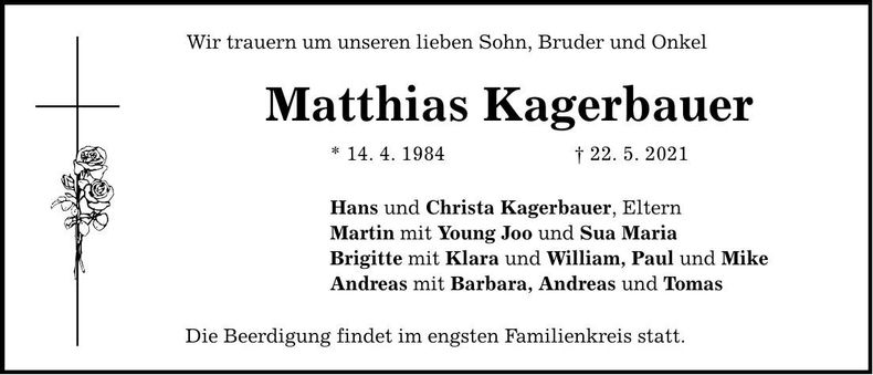 Traueranzeige Matthias Kagerbauer