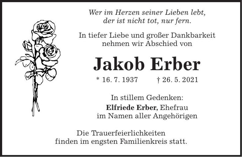 Traueranzeige Jakob Erber