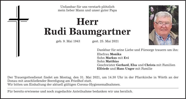 Traueranzeige Rudi Baumgartner