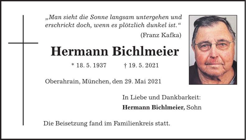 Traueranzeige Hermann Bichlmeier
