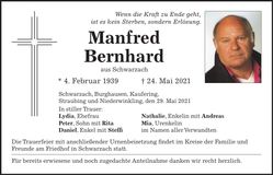 Traueranzeige Manfred Bernhard