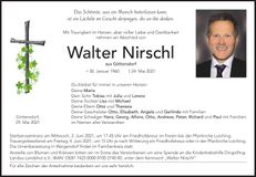 Traueranzeige Walter Nirschl
