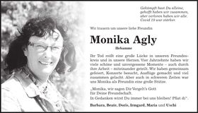 Traueranzeige Monika Agly