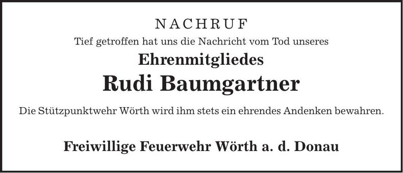 Traueranzeige Rudi Baumgartner