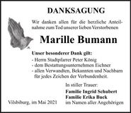 Traueranzeige Marille Bumann