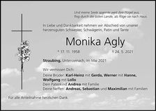 Traueranzeige Monika Agly