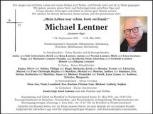 Traueranzeige Michael Lentner