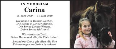 Traueranzeige Carina Patzinger