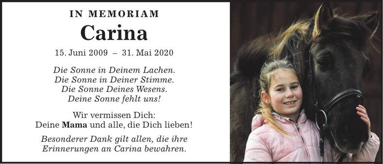 Traueranzeige Carina Patzinger