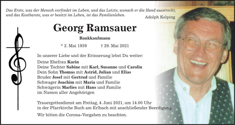 Traueranzeige Georg Ramsauer