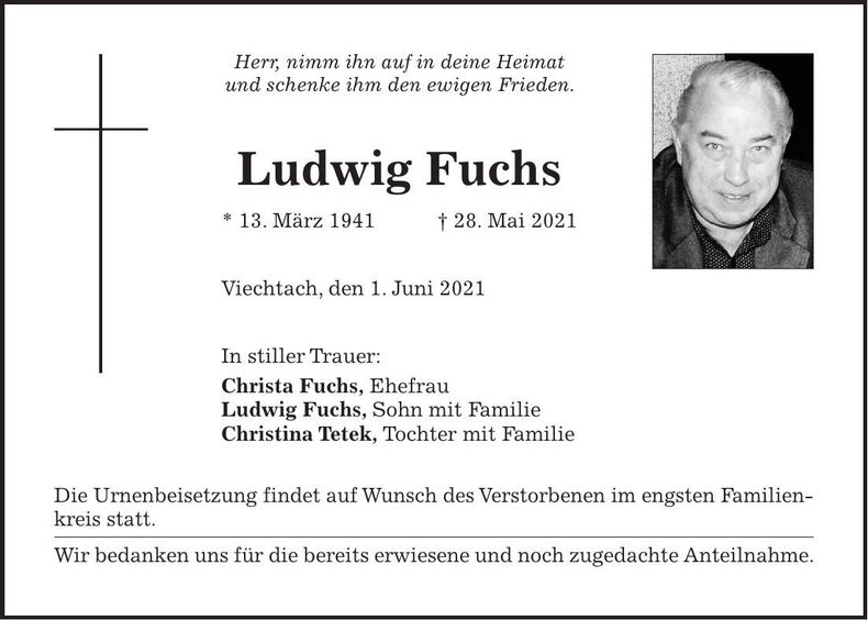 Traueranzeige Ludwig Fuchs