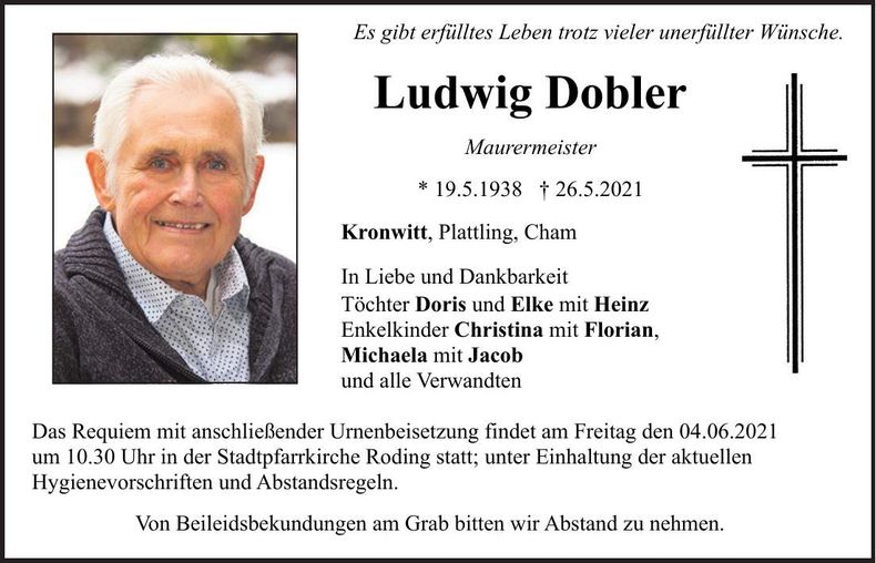 Traueranzeige Ludwig Dobler