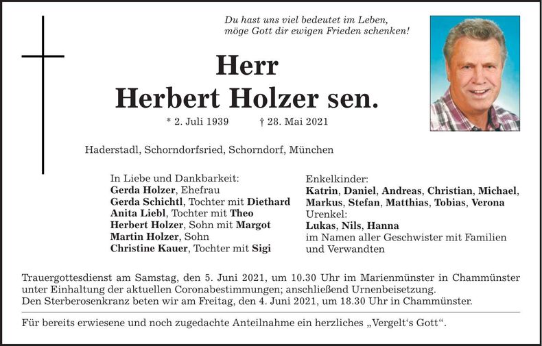 Traueranzeige Herbert Holzer sen.