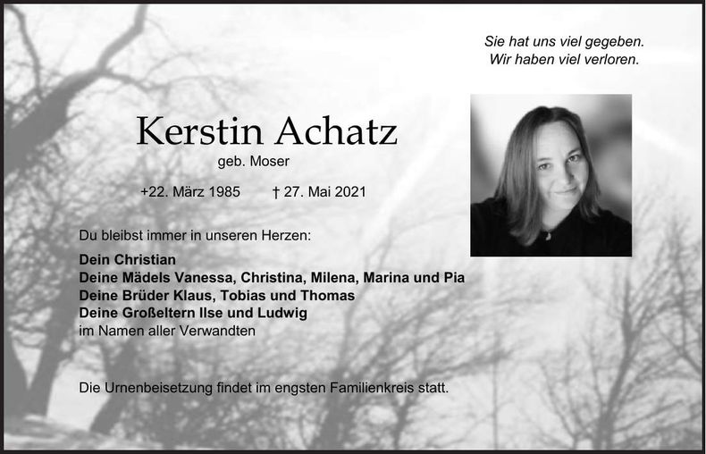 Traueranzeige Kerstin Achatz