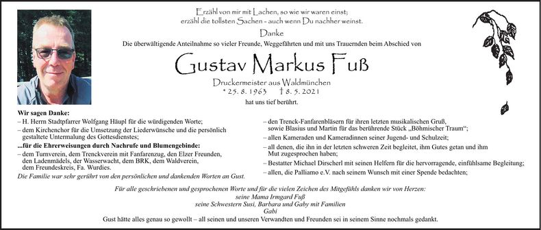 Traueranzeige Gustav Fuß