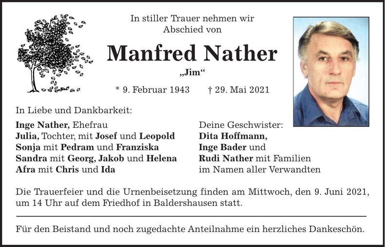 Traueranzeige Manfred Nather