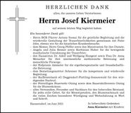 Traueranzeige Josef Kiermeier