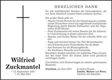 Traueranzeige Wilfried Zuckmantel
