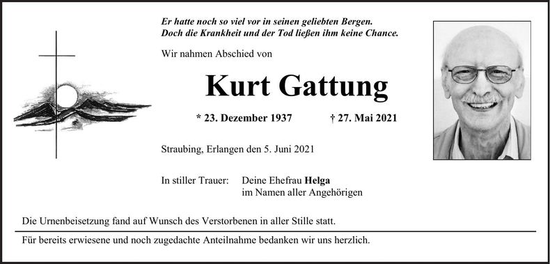 Traueranzeige Kurt Gattung