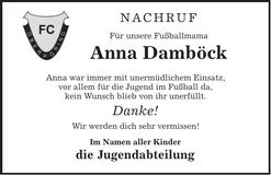 Traueranzeige Anna Damböck