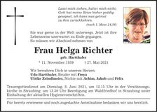 Traueranzeige Helga Richter