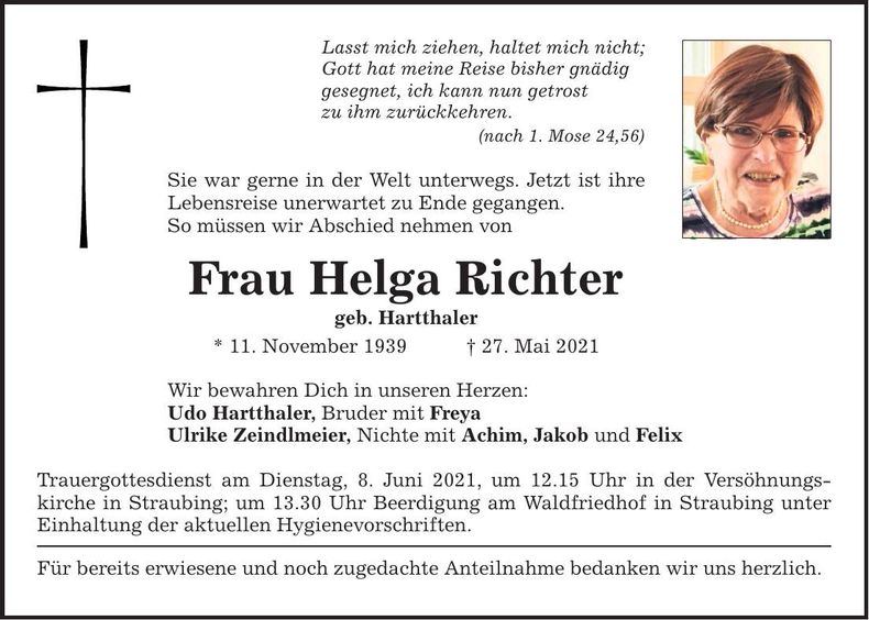 Traueranzeige Helga Richter