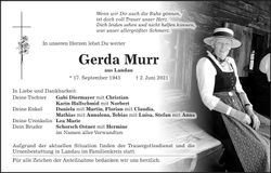 Traueranzeige Gerda Murr