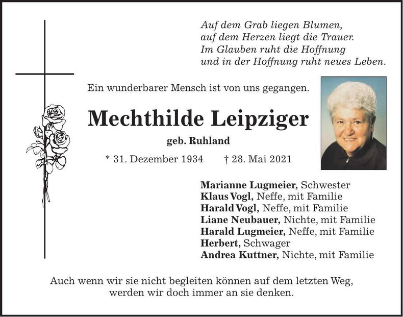 Traueranzeige Mechthilde Leipziger