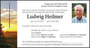 Traueranzeige Ludwig Heilmer