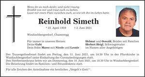 Traueranzeige Reinhold Simeth