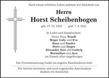 Traueranzeige Horst Scheibenbogen