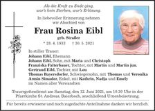 Traueranzeige Rosina Eibl