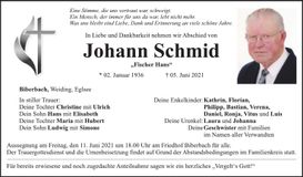 Traueranzeige Johann Schmid