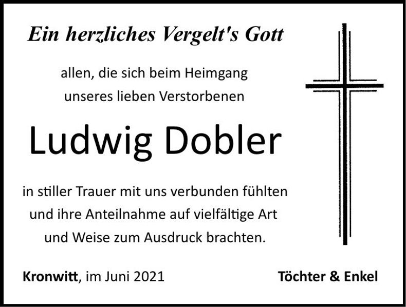Traueranzeige Ludwig Dobler