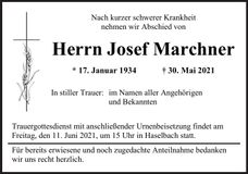 Traueranzeige Josef Marchner