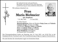 Traueranzeige Bielmeier Maria
