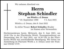 Traueranzeige Stephan Schindler