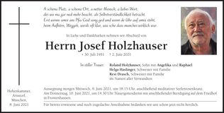 Traueranzeige Josef Holzhauser